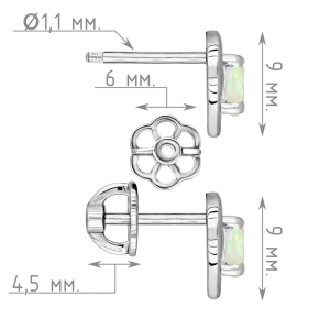 Женские Серьги Серебро Камень натуральный Опал