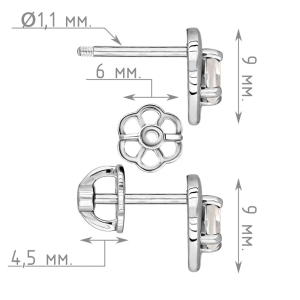 Женские Серьги Серебро Камень натуральный Лунный камень