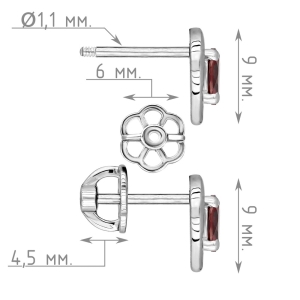 Женские Серьги Серебро Камень натуральный Гранат
