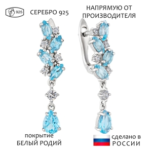 Женские Серьги Серебро Камень натуральный Топаз