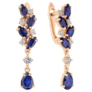 Женские Серьги Серебро Камень натуральный Сапфир