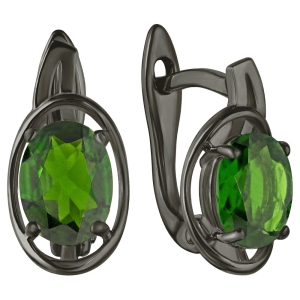 Женские Серьги Серебро Камень натуральный Хромдиопсид