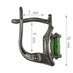 Женские Серьги Серебро Камень натуральный Хромдиопсид