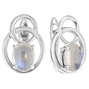 Женские Серьги Серебро Камень натуральный Лунный камень