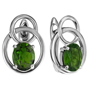 Женские Серьги Серебро Камень натуральный Хромдиопсид