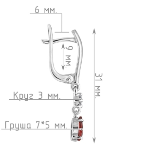 Женские Серьги Серебро Камень натуральный Гранат