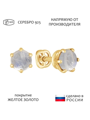 Женские Серьги Серебро Камень натуральный Лунный камень