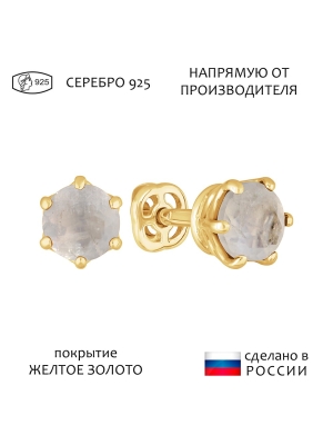 Женские Серьги Серебро Камень натуральный Лунный камень