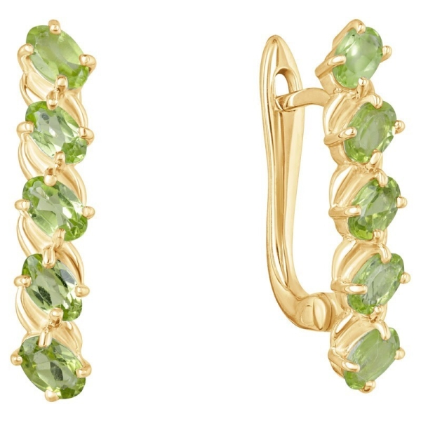 Женские Серьги Серебро Камень натуральный Хризолит