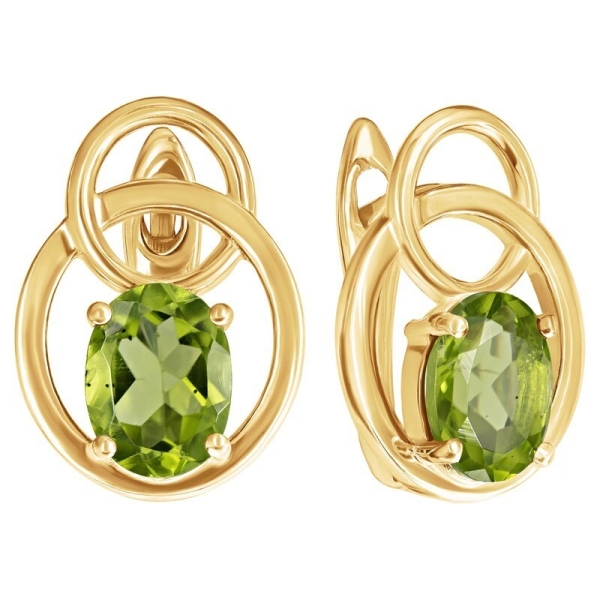 Женские Серьги Серебро Камень натуральный Хризолит