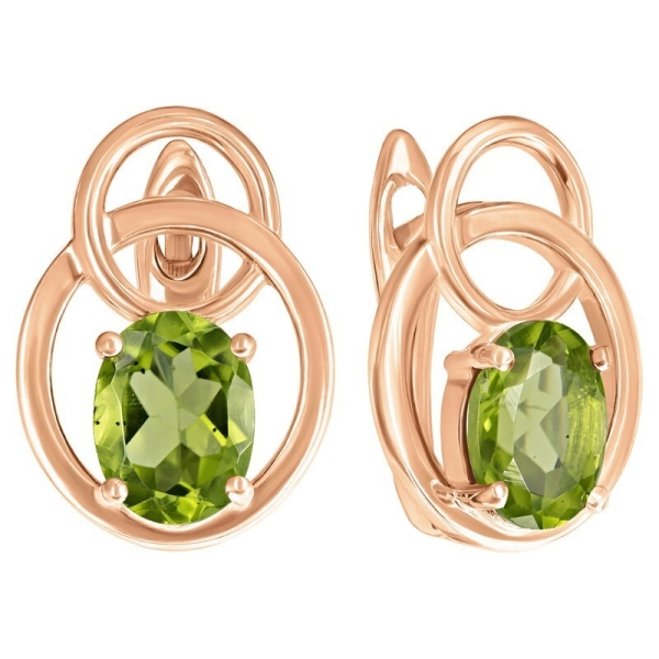 Женские Серьги Серебро Камень натуральный Хризолит