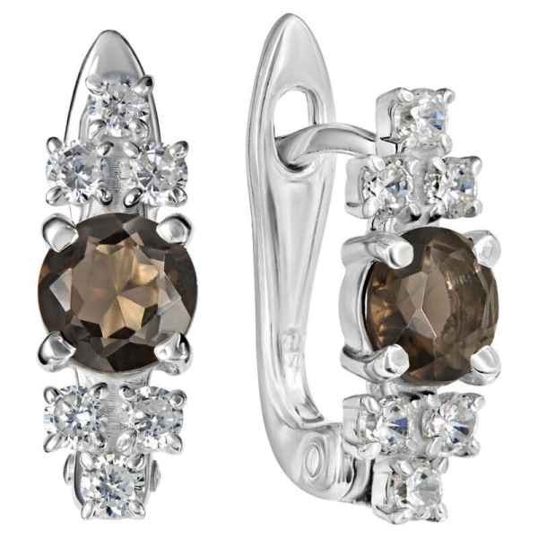 Женские Серьги Серебро Камень натуральный Раухтопаз