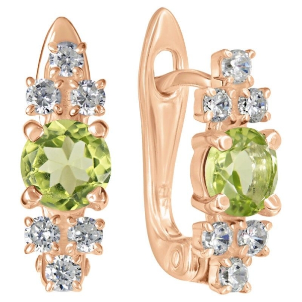 Женские Серьги Серебро Камень натуральный Хризолит