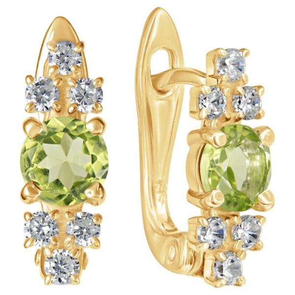 Женские Серьги Серебро Камень натуральный Хризолит