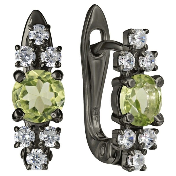 Женские Серьги Серебро Камень натуральный Хризолит