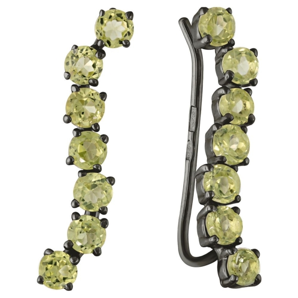 Женские Серьги Серебро Камень натуральный Хризолит