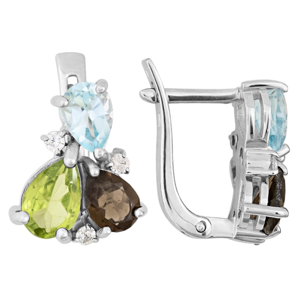 Женские Серьги Серебро Камень натуральный Раухтопаз