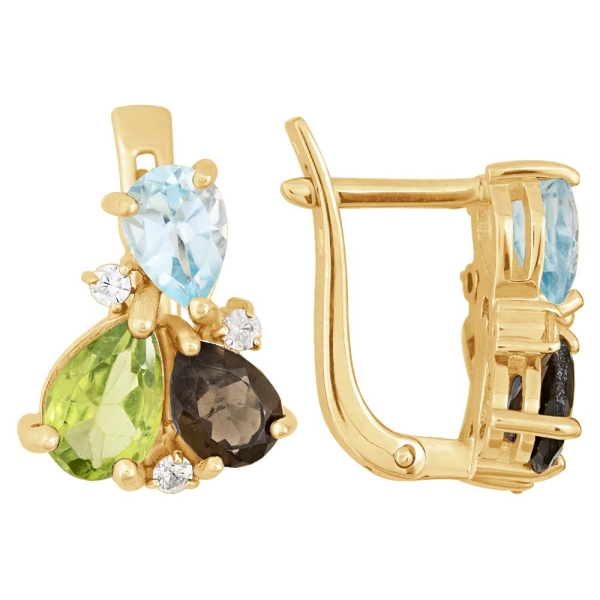 Женские Серьги Серебро Камень натуральный Раухтопаз