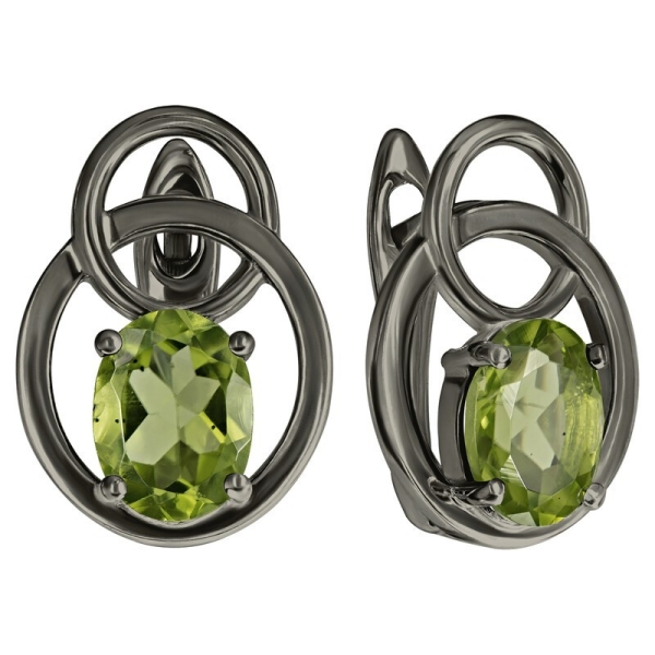 Женские Серьги Серебро Камень натуральный Хризолит