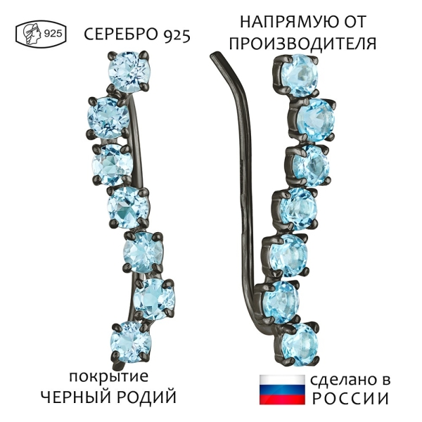 Женские Серьги Серебро Камень натуральный Топаз